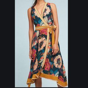 Anthropologie Botonica Floral Wrap midi Dress